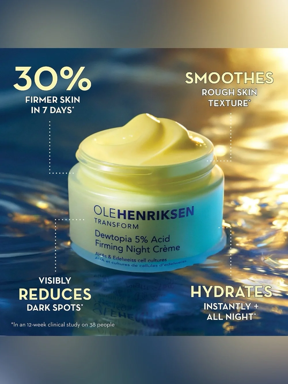 Ole Henriksen Dewtopia 5% Acid Firming Night Crème - NWOB